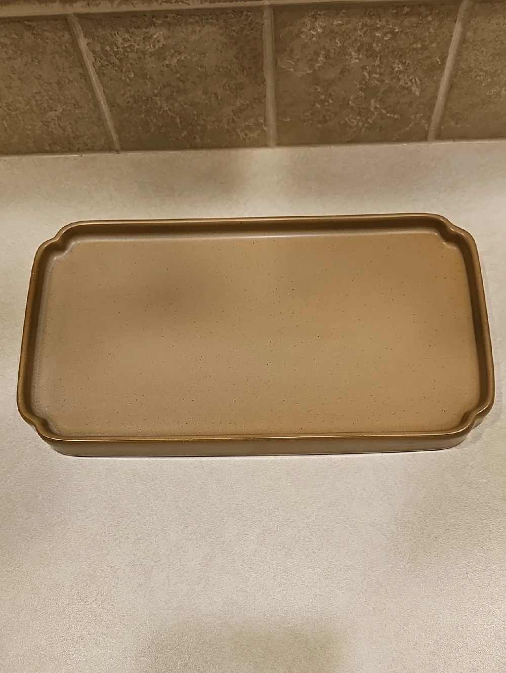 Hearth And Hand Rectangular Stoneware Bathroom Tray in Light Brown